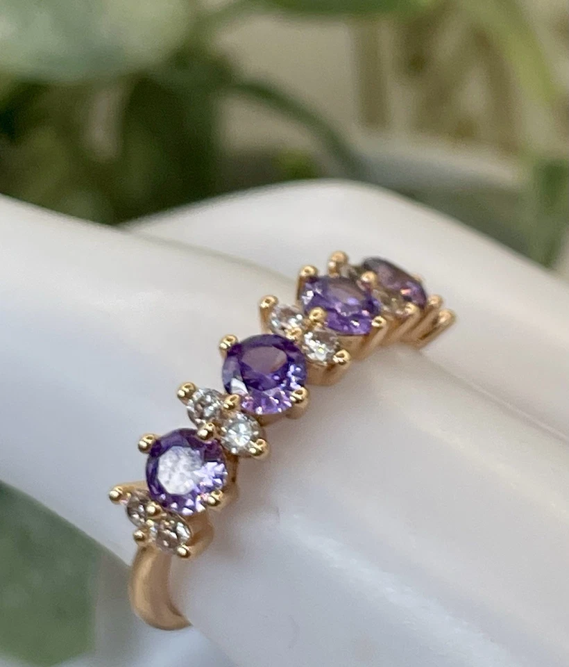 Anillo de oro rosa macizo de 14k, amatista y zafiro ZALES 1,30ct. Precio de venta sugerido por el fabricante $530 Foto 3 de 4