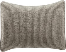 HiEnd Accents Stonewashed Velvet Quilted Pillow Sham, 21x34 inch, Taupe Solid