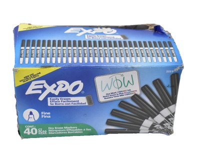 EXPO Dry Erase Markers Low Odor Ink Black Fine Tip 40 Pack For Whiteboard