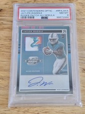 2021 Optic Jaylen Waddle Rookie Patch Nebula Auto 1/2 Psa 8