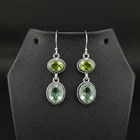 Green Amethyst And Peridot Gemstone 925 sterling silver Dangle Drop Earring 2"