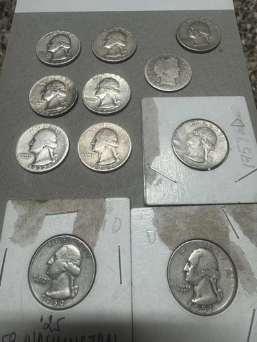 24 90% Silver Quarters. 23 Washington And One Barber.