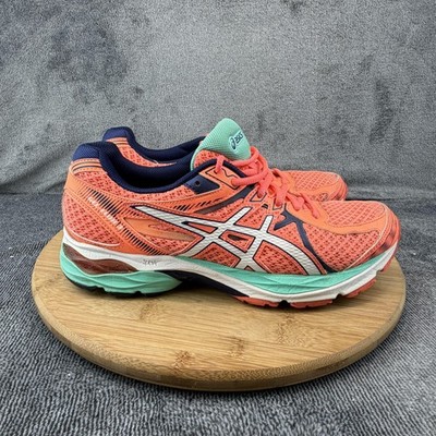 ASICS Shoes Womens Size 9 Orange Coral Mesh Running Sneakers Athletic T664N