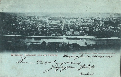 #ad Germany 1898 AK Gruss aus Wurzburg Panorama Ansichtskarte Postcard $18.99