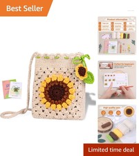Crochet Kit for Beginners - Create a Charming Sunflower Phonebag with Ease