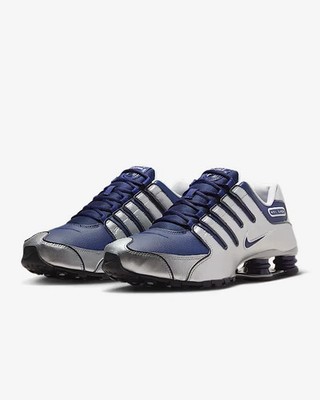 NIKE SHOX ネイビー/シルバー Size 8.5 - Nike Shox NZ Metallic Silver Midnight Navy for sale