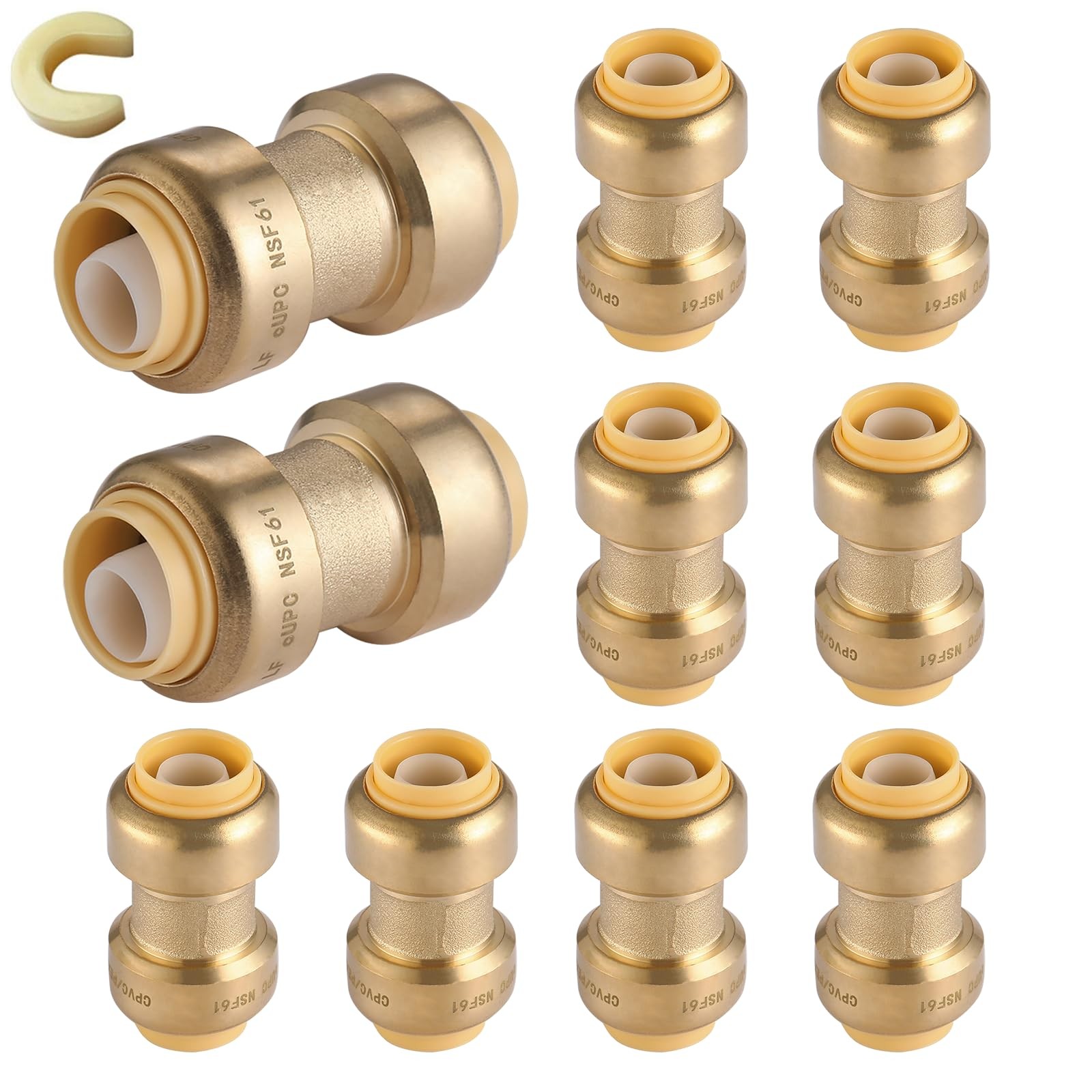 10 PCS Push To Connect Plumbing Fittings 1/2x1/2 Pushfit Coupling Parts