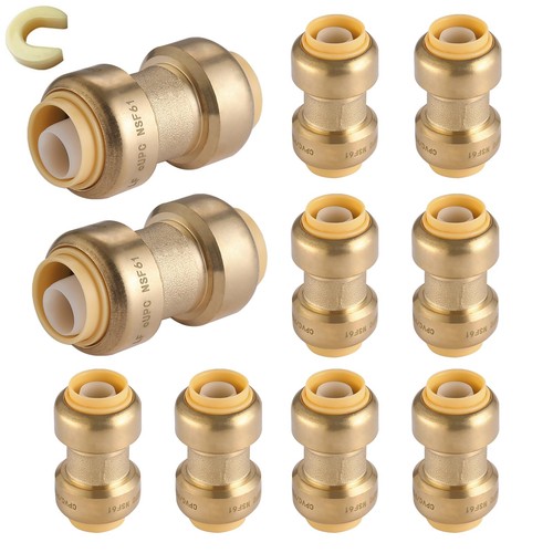 10 PCS Push To Connect Plumbing Fittings 1/2x1/2 Pushfit Coupling Parts