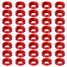 M6 Finish Countersunk Washer 60pcs Aluminum Alloy Flat Cup Screw Gasket Red