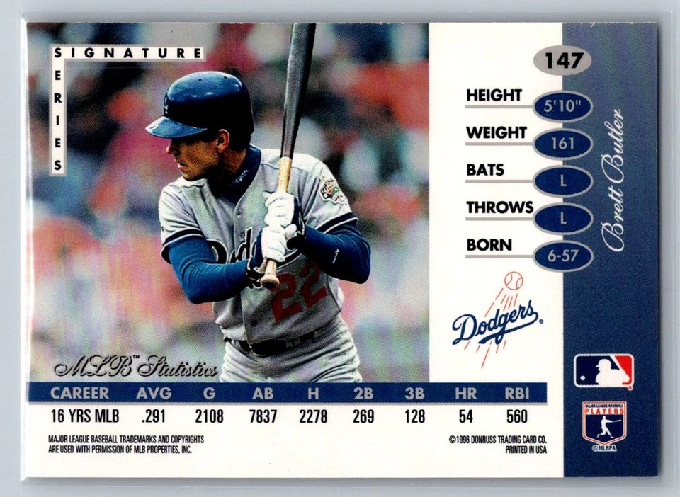 1996 Leaf Signature Series #147 Brett Butler - Image 2 of 2