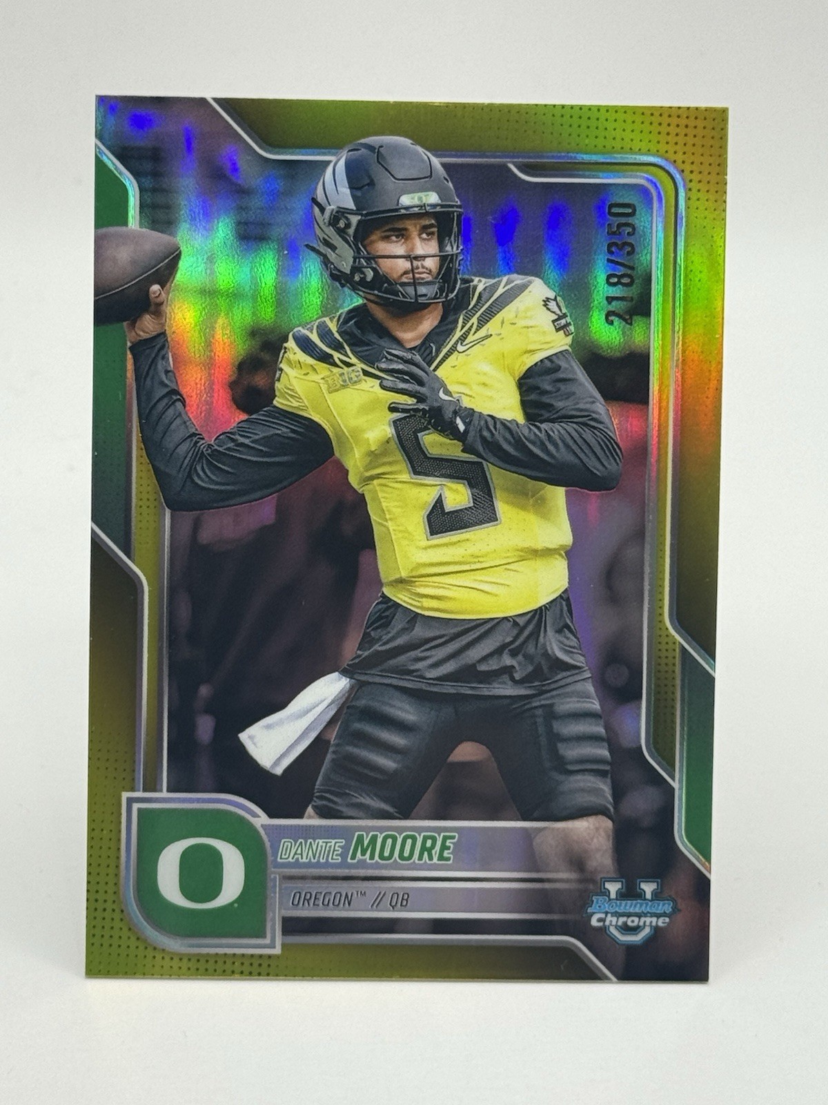 Dante Moore 2025 Bowman U Chrome Yellow Refractor /350 Oregon #137