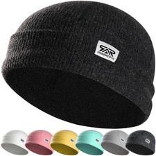 Winter Knit Beanie Double-Layer Cashmere Wool Blend Warm Skull Cap for Men Women