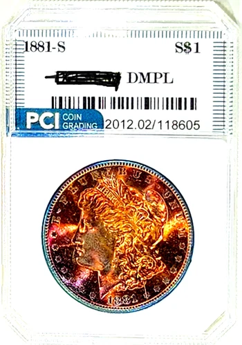 1881-S Gem BU++++  DMPL  Morgan Dollar Outrageous Rainbow Color Toned