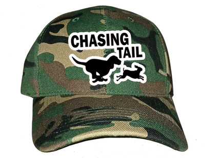 Cap Hat Camo Woodland Solid Back Beagle Hound Dog Rabbit Chasing Tail Press On