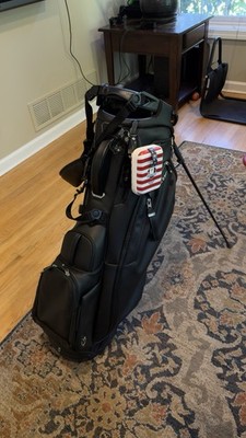Vessel Black Leather Player V Pro Golf Stand Bag + Pinned Ryder Cup Rangefinder