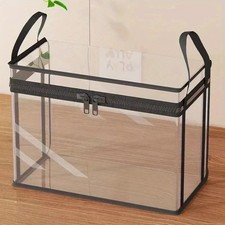 2-Pack Transparent Storage Boxes Foldable Plastic Organizer with Lid Large