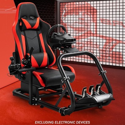 Supllueer Racing Simulator Cockpit Stand With Red Seat Fits Logitech G923 G920