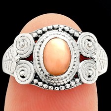 Natural Pink Opal - Australia 925 Sterling Silver Ring s.7 Jewelry R-1280