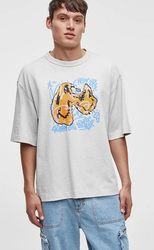 Mode of One Mens Short Sleeve Smile Tshirt in Heather Grey MEDIUM 4290₽