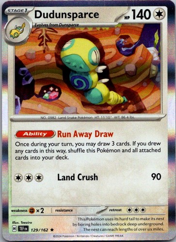 Dudunsparce 129/162 Rare Temporal Forces Pokemon Holo Near Mint
