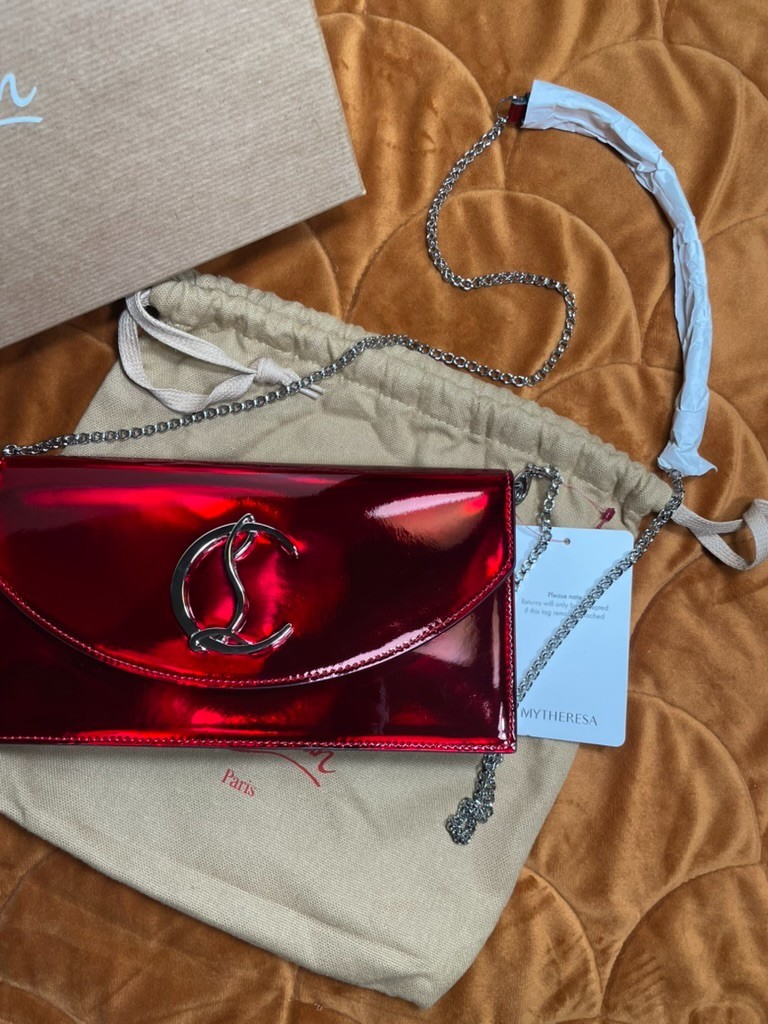 NWT Christian Louboutin Loubi54 Flap Red Patent Leather Clutch Bag