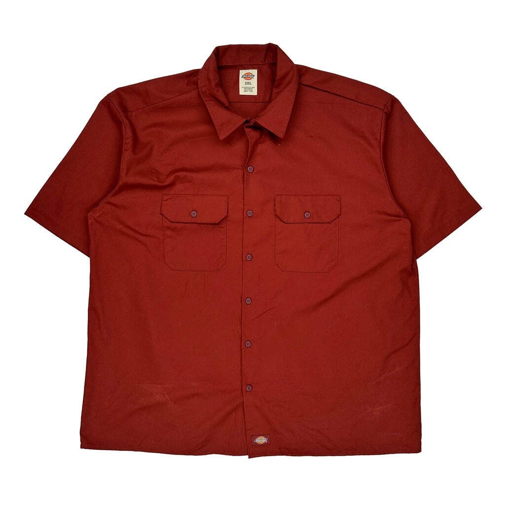 Dickies Short Sleeve Shirt - 2XL Red Polyester Blend