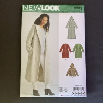 New Look 6585 Misses' Coat with Hood Sewing Pattern Packet, Design Code