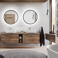 BadezimmermöBel-Set In Vintage Oak Eiche Doppelwaschtisch SchräNke Led Spiegel