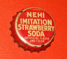 VINTAGE NEHI Imitation STRAWBERRY Used Crimped Soda Pop Cork Lined Bottle Cap