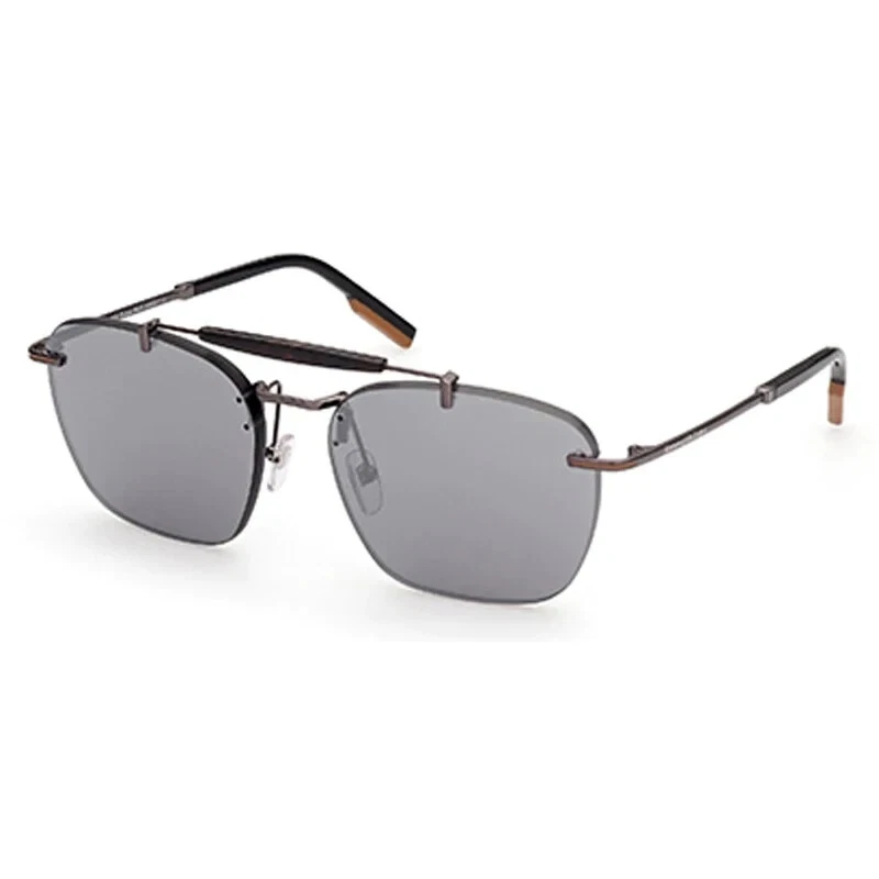 Gafas de sol Ermenegildo Zegna Aviator EZ0155 09E sin montura Gunmetal espejo 59-16-140 Foto 2 de 2