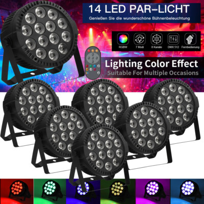 6X 140W RGBW Par Strahler Bühnenlicht 14 LED DMX512 DJ Disco Hochzeit Party Show