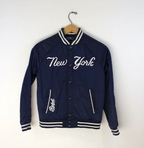 Polo Ralph Lauren New York Yankees Satin Jacket Embroidered 10 12 MLB M Baseball