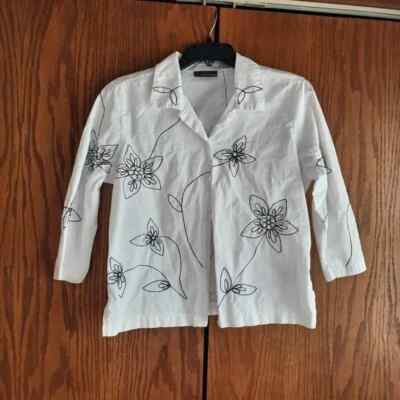 Onque Woman Onque Casuals Women Top L White Floral Striped T-Shirt