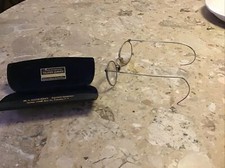 Antique Round Wire Rim Spectacles With TILLYER Lenses And Case Bifocals