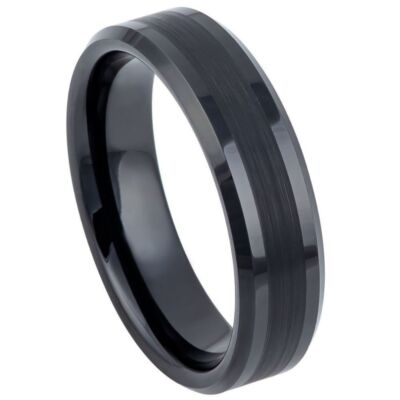 Tungsten Ring Band Black IP  For Men & Women