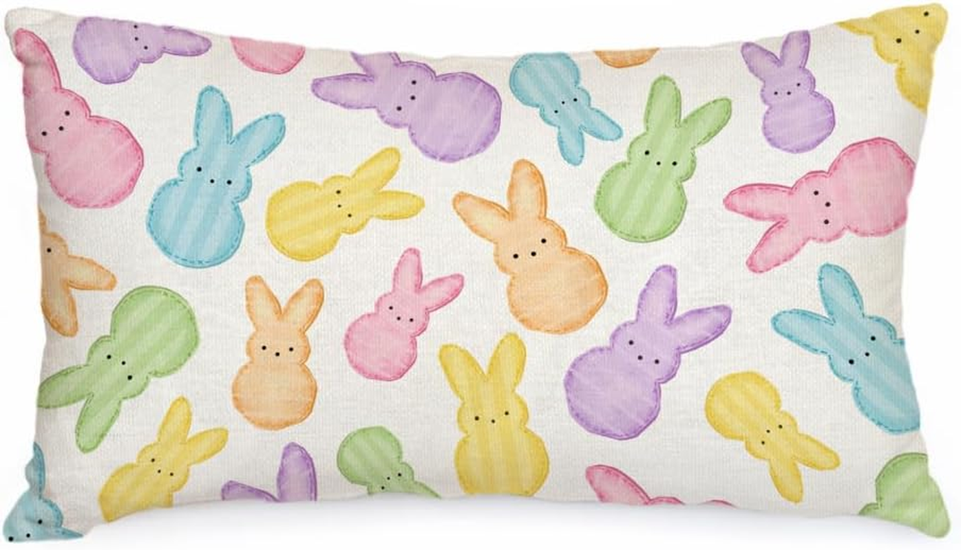 Easter Bunny Watercolor Pillow Cover 12x20 Inch Holiday Decorative Case