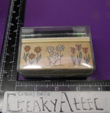 FRESH FLOWERS DAISIES SUNFLOWER TULIP 3 RUBBER STAMPS HERO ARTS LL755 NIP CREAKY