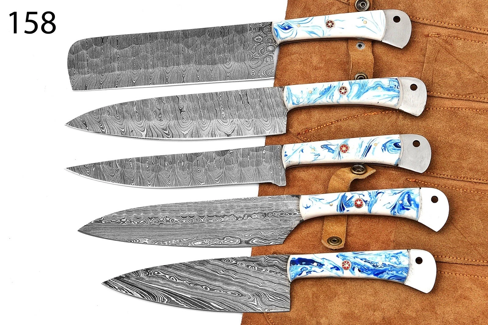 Knife Set Damascus Steel Kitchen Knives Chef Japanese Steak Cleaver Sharp Block