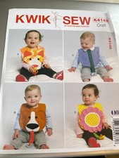 Kwik Sew Pattern K4148 ~ Baby Bibs~ 4 Styles w/Pacifier Holder