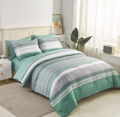 Set di biancheria da letto con copripiumino e lenzuola, motivo cachemire verde scuro, per letto matrimoniale, 8 pezzi, in morbida microfibra, set