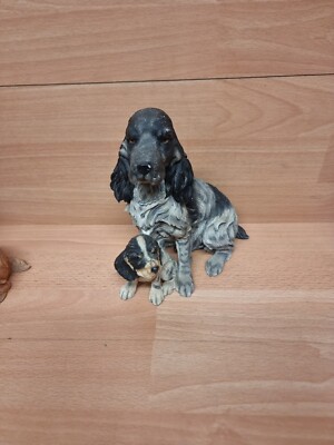 Country Artists Cocker Spaniel mit Welpen Roan handgefertigt.