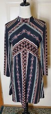 Free People Black Stella Long Sleeve Back Zip Flowy Dress Fully Lined Sz.M Boho 