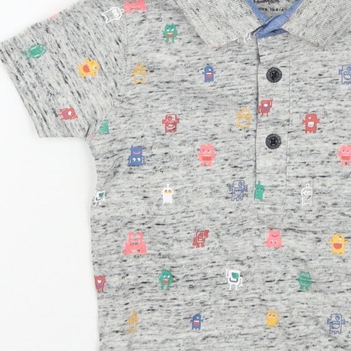 Primark Boys Grey Geometric Cotton Blend Basic Polo Size 3-6 Months Collared - Picture 11 of 12