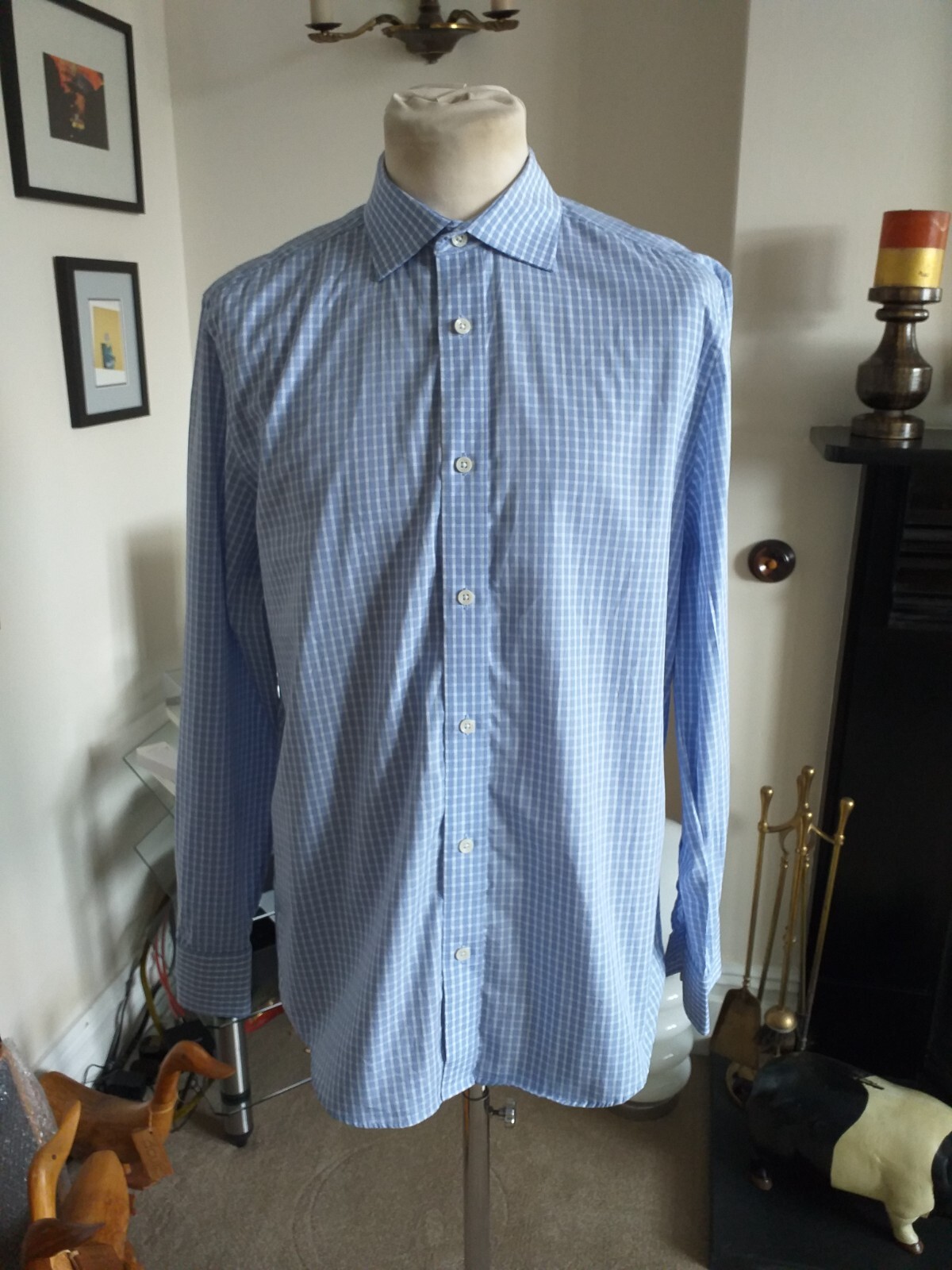 Camicia a quadri Bernard Weatherill of Savile fila taglia 16 100% cotone