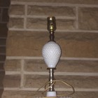 Vintage White Hobnail Glass Lamp Desk Table Lamp Retro 1970s Mid-sized Portable — photo 2