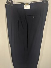 Donna Karan NEW Vintage Pleated Solid Navy Blue BAGGY Pants --40" X 36"