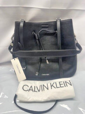 CALVIN KLEIN Harmony faux-leather bucket shoulder bag-Black New