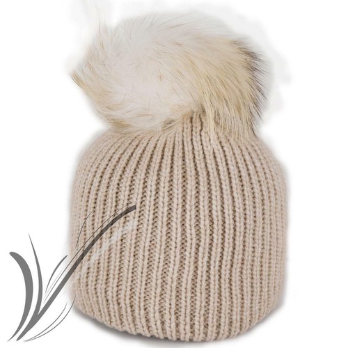 Cappello inverno donna beige pon pon invernale berretto ragazza caldo  zuccotto | eBay