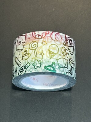 NEW Once More With Love Doodles Red Yellow Green washi tape 30 mm roll OMWL