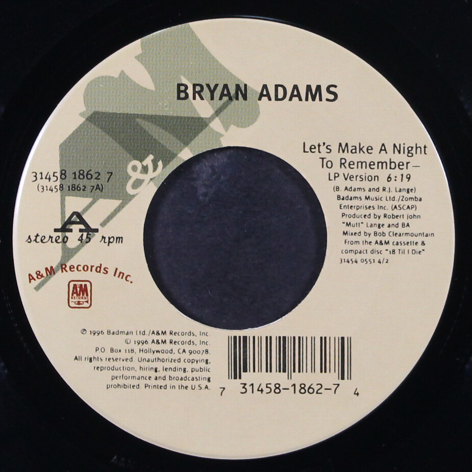 BRYAN ADAMS: let's make a night to remember A&M 7